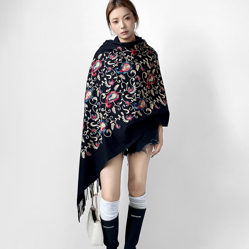 New Arrivals Embroidered Cashmere Scarf Warm Scarf Scarf Cashew Nut Embroidered Scarf Cashmere Scarf Women