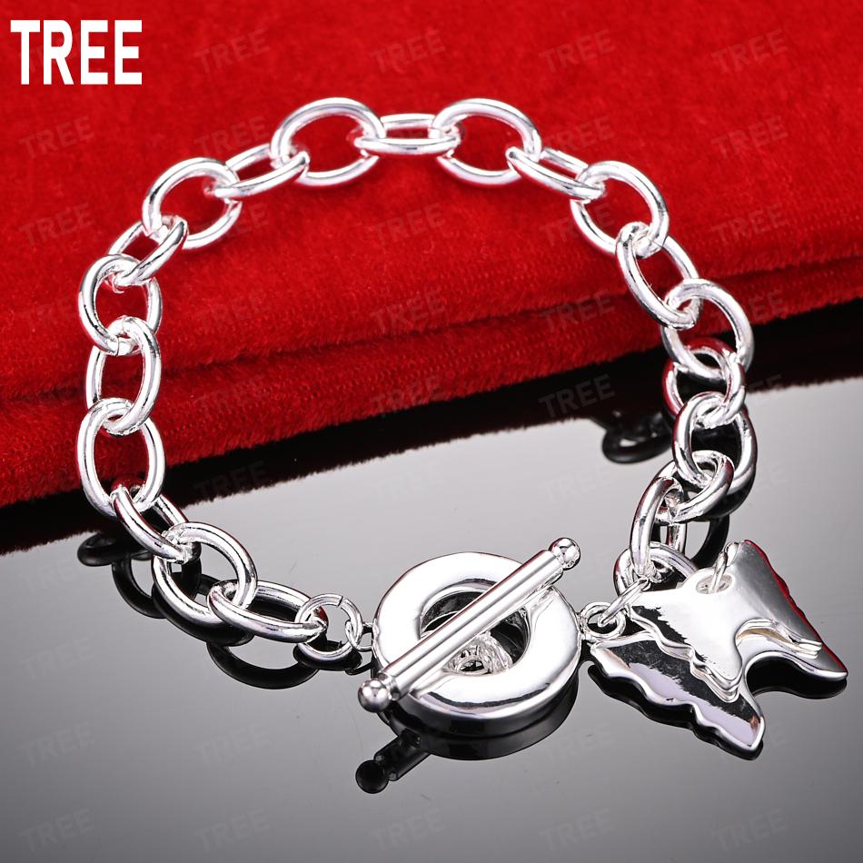925 Sterling Silver Three Butterfly Charm Bracelet - Exquisite Gift Jewelry