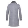 Men Business Jacket Medium Length Single-breasted Solid Color Plush Collar Autumn Winter Woolen Coat Windbreaker Streetwear