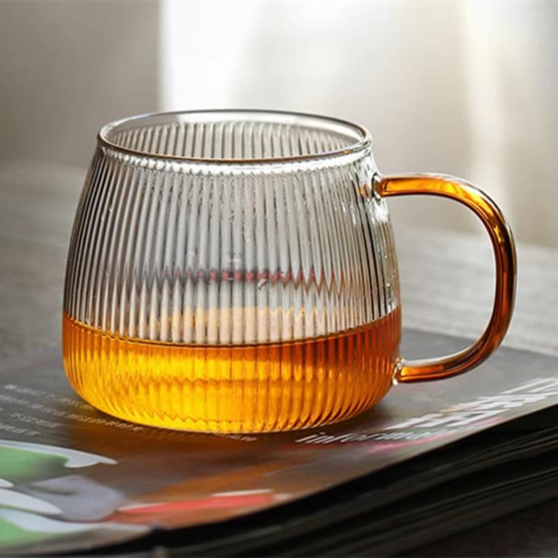Striped Glass Transparent Mug Net Celebrity Heat-Resistant Drinking Cocktail Beer Water Milk Juice Cup Wine Glasses