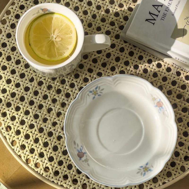 Swan Ceramic Coffee Cup & Saucer Set Korean Style Afternoon Tea Tableware Mug Dessert Plate Kitchen Mug Ceramic Cup Spoon-Free