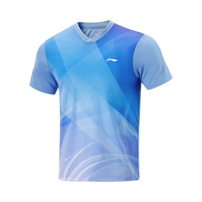 Li Ning Tischtennis Serie Sportlich Lässig Minimalistisch Colorblock Kurzarm T-Shirt Unisex Oberteile Himmelblau AAYV071-3