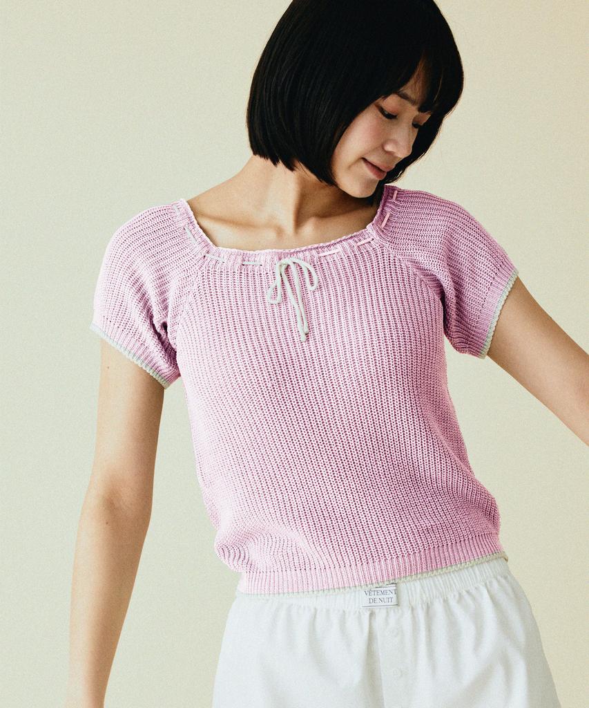 CONICHIWA BONJOUR Cherry Knit Top (Pink)