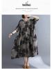 2021 Summer Retro Plus Size Round Neck Print Dress with Short Sleeves and Big Swing