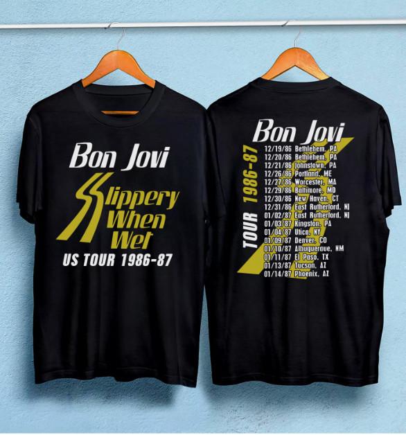 Bon Jovi Slippery When Wet Tour Rock and Roll Music Shirt XL