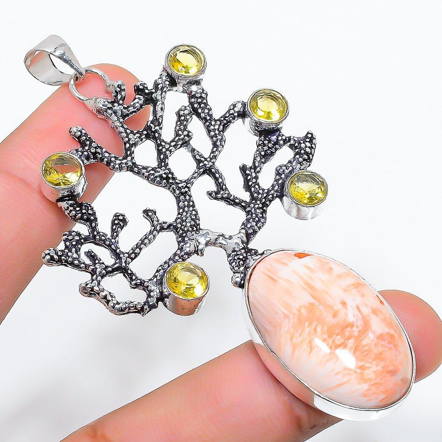 

Orange Scolecite, Citrine Gemstone Handmade Ethnic Jewelry Pendant 3.15 SR-6793