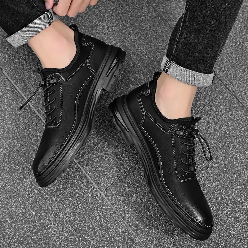 Men's Casual Leather Shoes Breathable Comfortable Men's Business Oxford Leather Flats Shoes Outdoor Fashion Men Flats