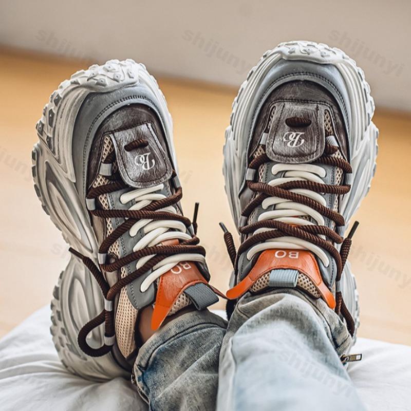 Mode 2025 Sommer Neuer Stil Lässige Sportschuhe für Herren Bequemer Modetrend Schuhe mit dicker Sohle Rutschfest Schnürschuhe Klobige Sneaker