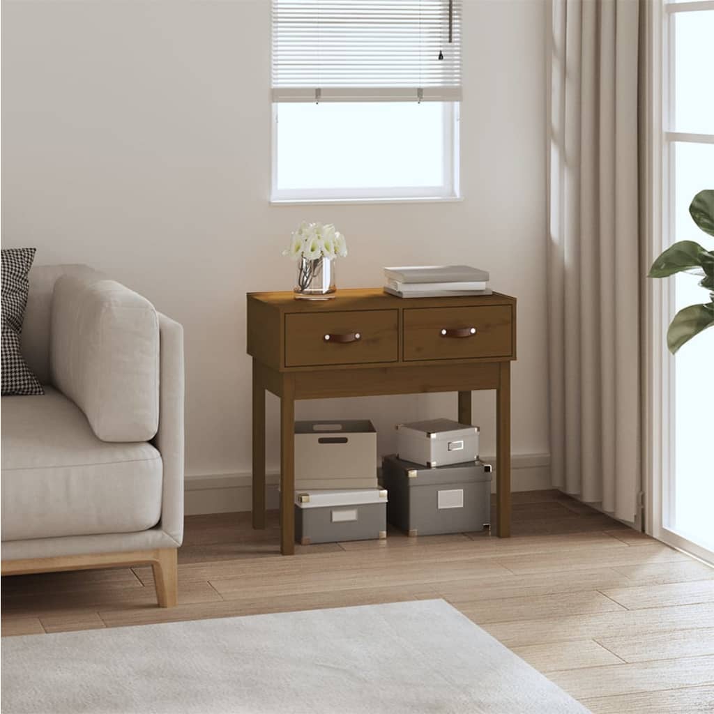 Vidaxl Console Table, Honey Brown, 76.5X40X75 Cm, Pine Wood