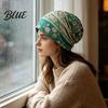 Versatile Lazy Style Hair Tie Women's Geometry Print Slouchy Hat Casual Soft Stretch Skull Colorful Geometric Pattern Hat Cap Warm Cancer