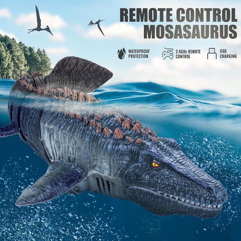 RC Mosasaurus Dinosaur Boat Toy 2.4GHz Remote Control Electric Water Animal Ship for Kids Outdoor Pool Summer Boys Birthday Gift