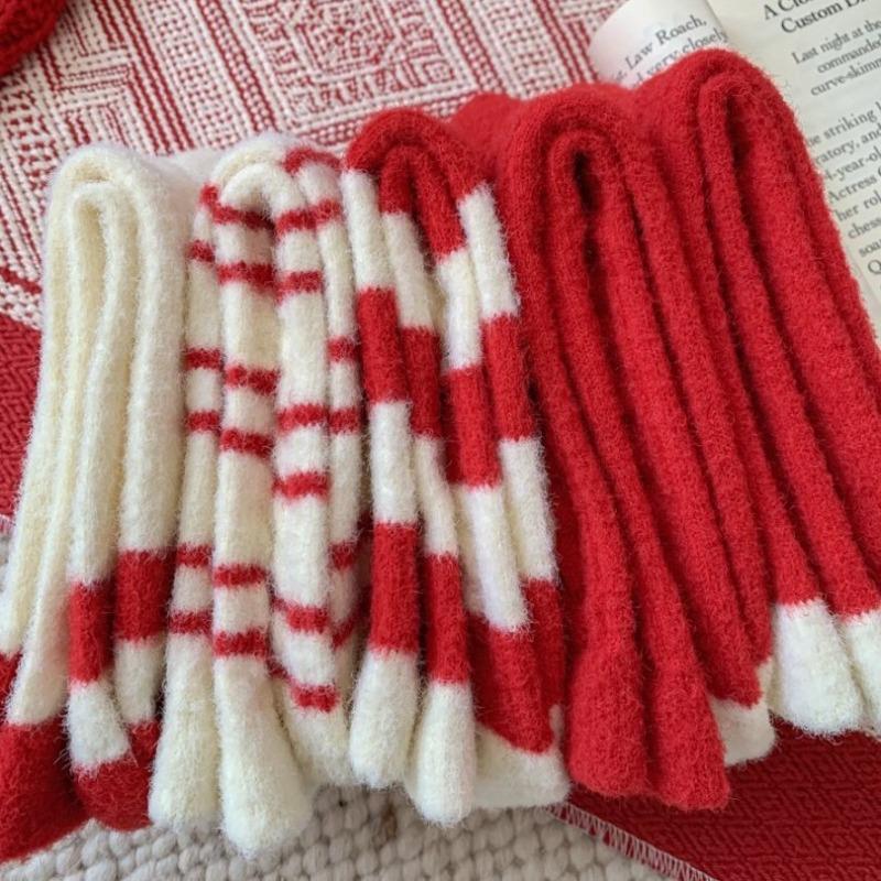 Australian Wool New Year Socks - Children's Red Socks, Christmas Stockings, Thick and Warm Sheepskin Socks, Bright Red Socks, Cute