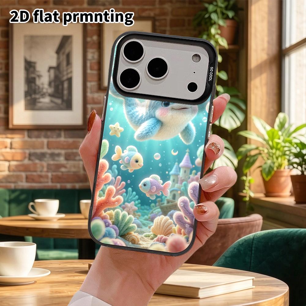 Phone Case: 2D Flat, Suitable for iPhone 18, 17, 16, 15, 14, 13, 12 Pro Protective Case, Little Dolphin Under the Sea, Perfect Christmas and Halloween