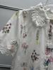 French Floral Embroidered Lace-Trim Lapel Short-Sleeve Loose Shirt for Women