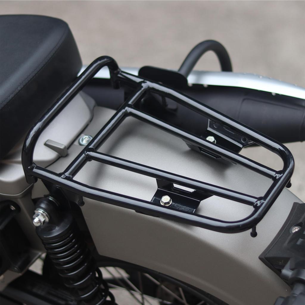 Yoothi Porte-bagages arrière Support de top-case pour Honda CT125 Hunter Cub (JA55/JA65) Acier Allié Noir Brillant