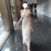 2026 New Early Summer Beautiful and Good-looking Design Niche Dress Children's White One-word Shoulder Temperament Dress