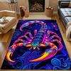 Neon Fantasy Skorpion-Print Teppich für Schlafzimmer Wohnzimmer Bettseite Sofa Bodenmatte Moderne Heimdeko Bereichsteppich Große Größe