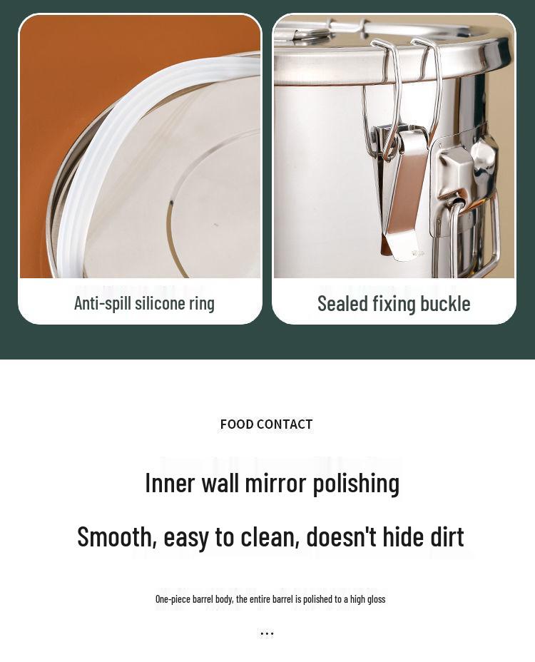 Stainless Steel Sealing Bucket: Insect & Moisture-Proof Rice and Soup Container