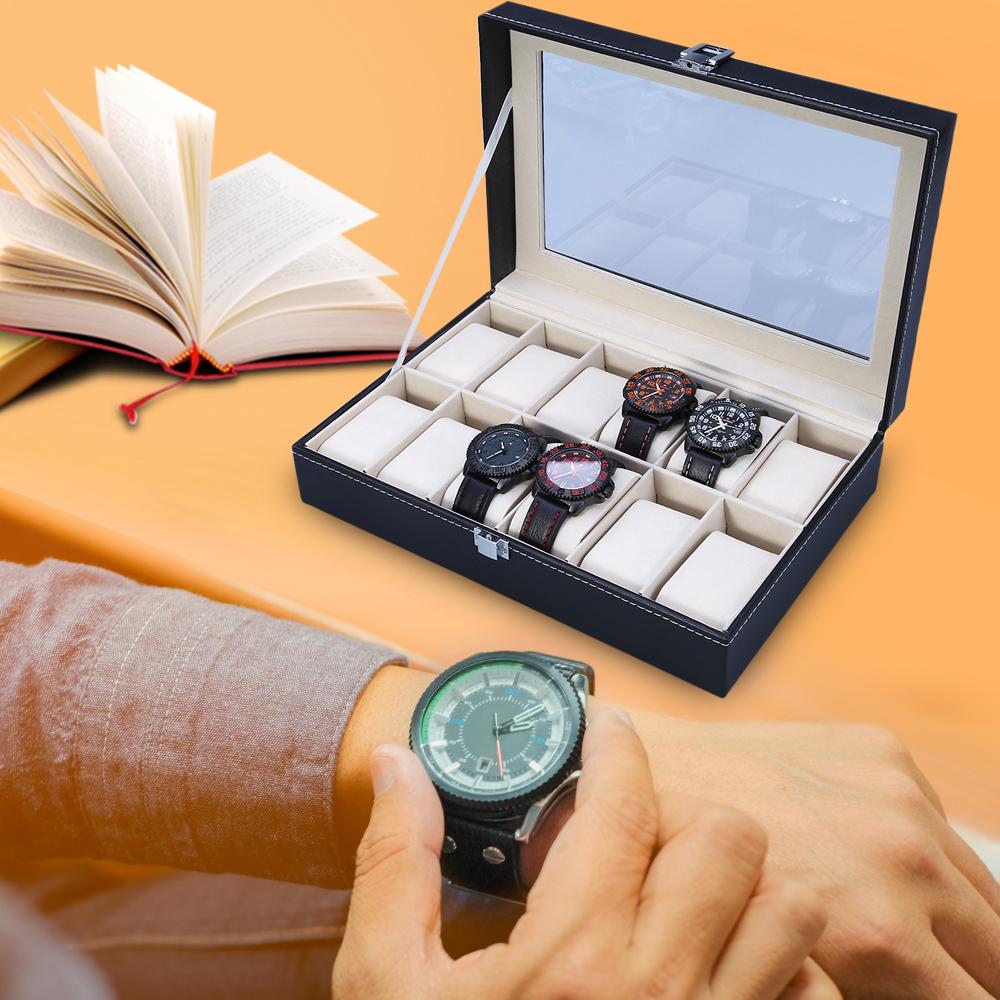 2020 New Fashion 12 Gids Leather Watch Box Jewelry Display Box Watches Case Jewelry Storage Organized Cajas Para Relojes