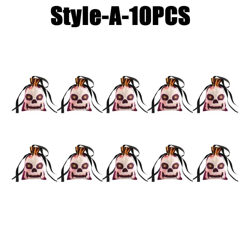 Bulk Halloween Candy Bags Pumpkin Drawstring Snack Bags Small Trick or Treat Favors for Kids Classroom Party Supplies