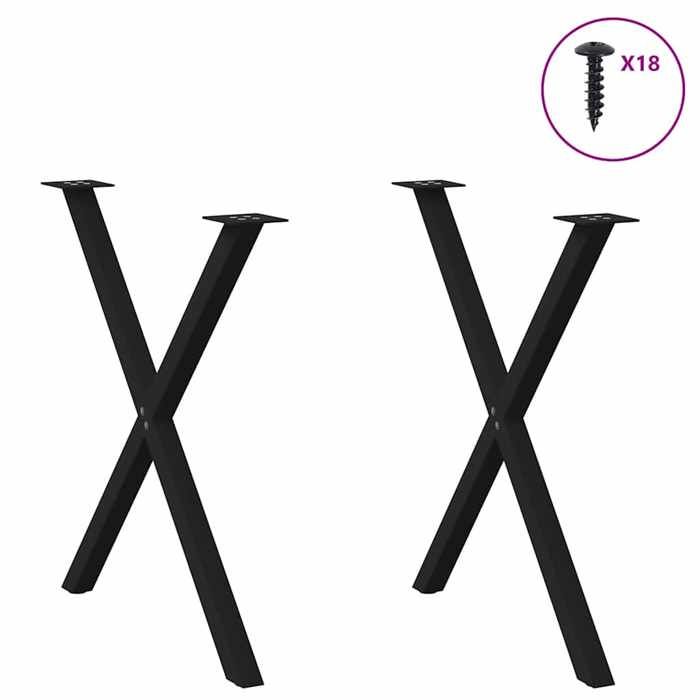 VidaXL Dining Table Legs In X-Shape, 2 Pieces, Black, 80 X (72-73) Cm, Steel 4012920