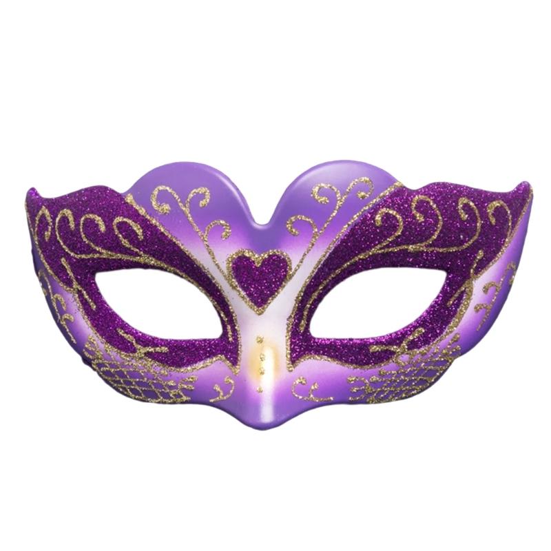 

Half Face Masquerade Mask for Kids Girls Venetian Carnivals Designs Glitter Mardi Gras Mask for Festivals Party Occasion фіолетовий