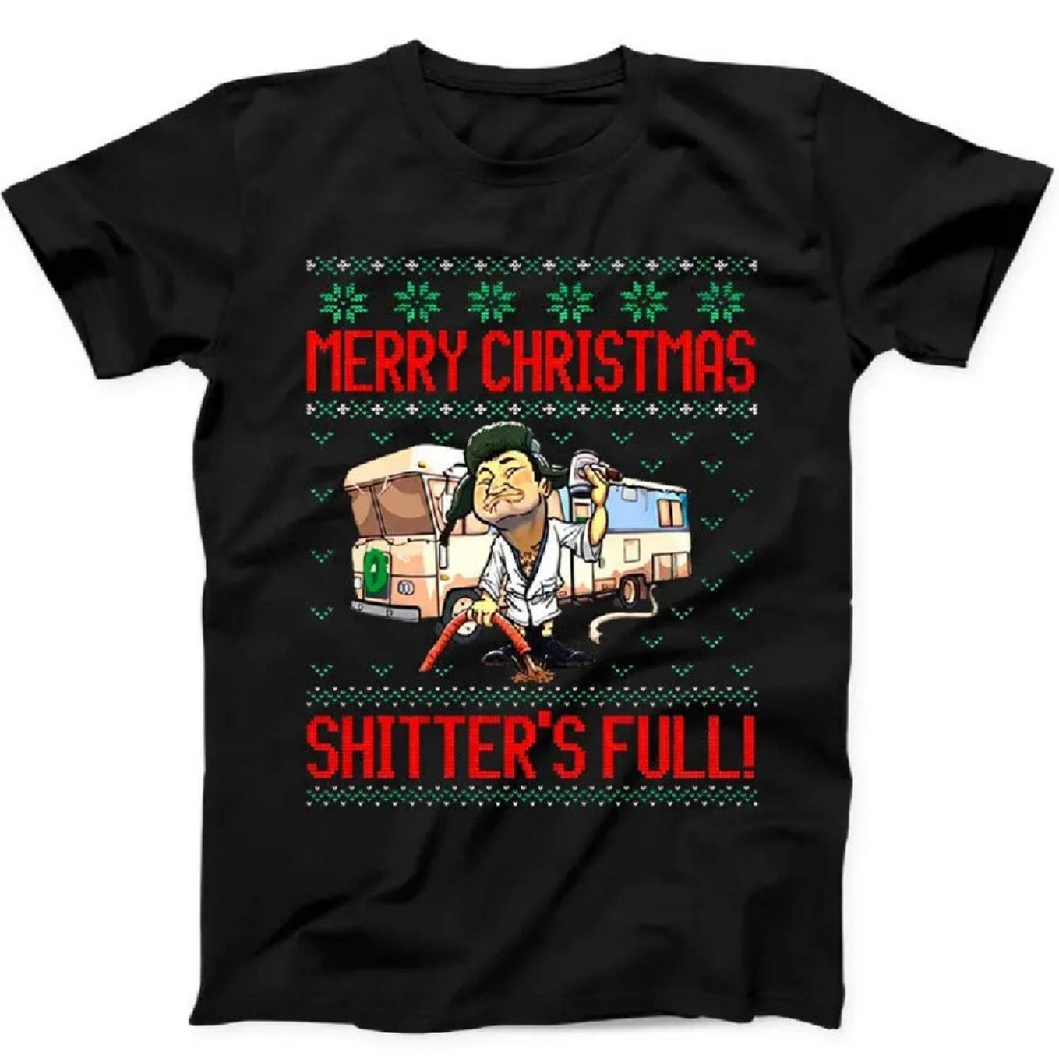 

Merry Christmas Shitters Full Cousin Eddie Funny Gift Tee Black T Shirt 132 XXXXXL чёрный