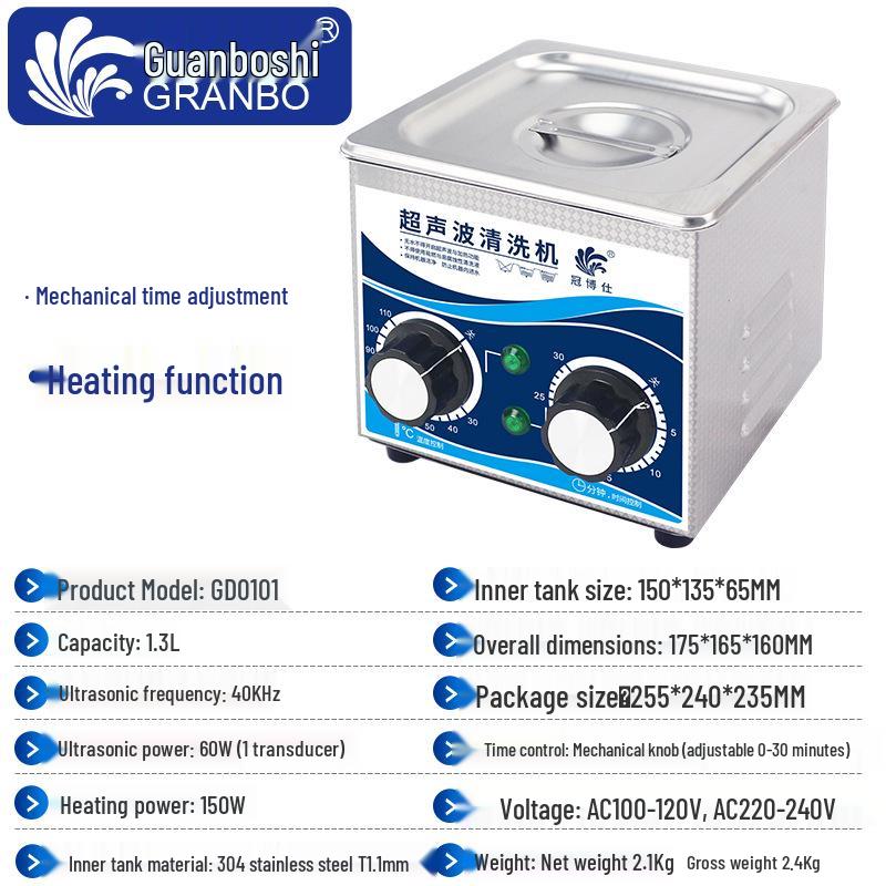 Single-Slot Ultrasonic Cleaner for Dental, Hardware, Mold, and Circuit Board Cleaning