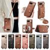 Applicable To Google Pixel 9A Wallet, Mobile Phone Case, Large Storage Card Bag, Anti-drop Protective Case, Crossbody Long Rope Mirror Case.