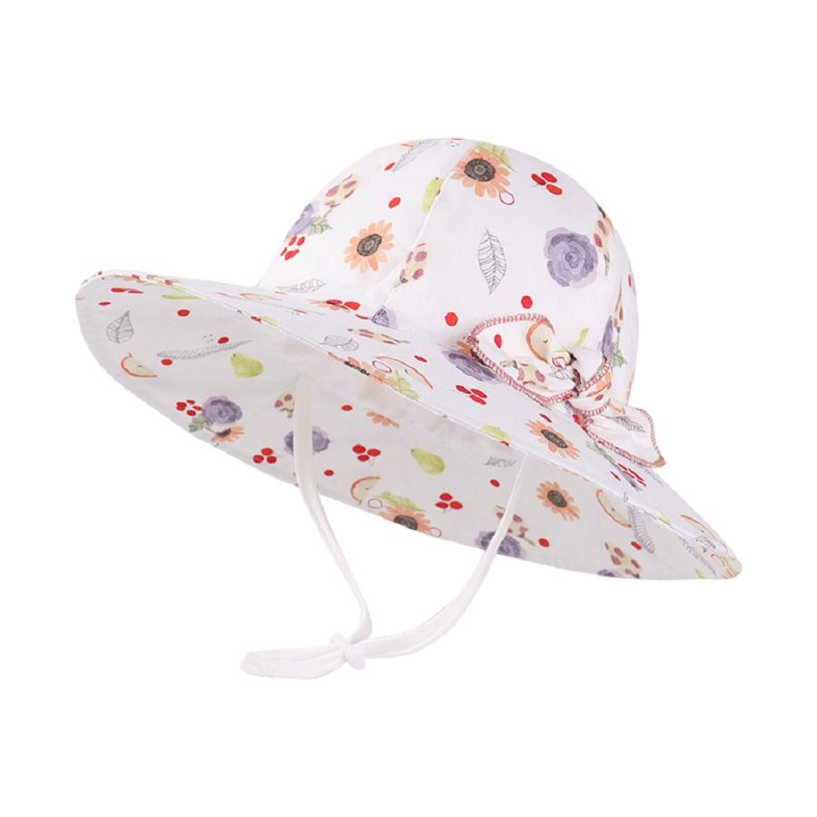 

Baby Girl Sun Hat Summer Beach Hats Toddler Infant with Wide Brim Strap Outdoor Bucket Hat S-48Cm