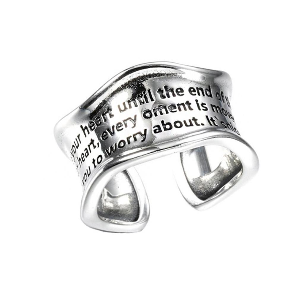 Art Deco Geometric Ring Hip Hop Style Ring Female Ins Cool Letters Personality Exaggerated Retro Random Shape Adjustable Senior Sense Ring