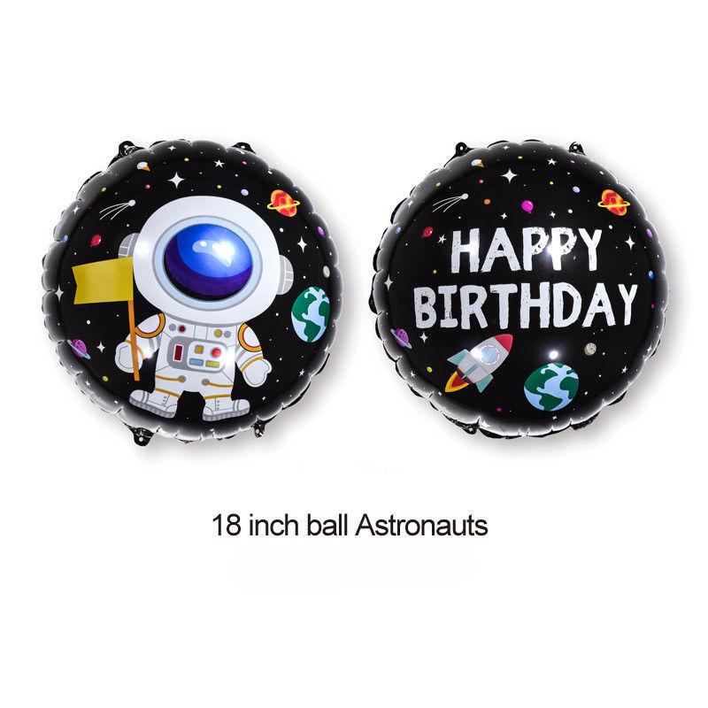 Astronauten, Weltraumraketen, Latexballons, Dekorationen für Kinder-Themenparty, Schwarze und blaue runde Ballons