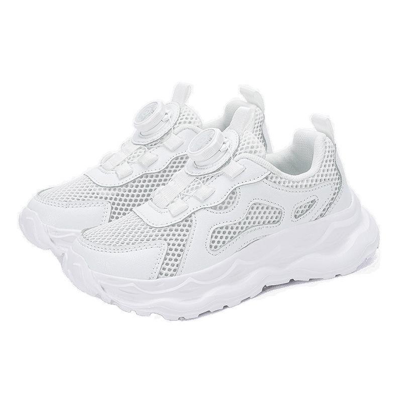 Boys' new mesh medium and older children's light casual sports shoes Girls' rotating buckle casual school casual shoes