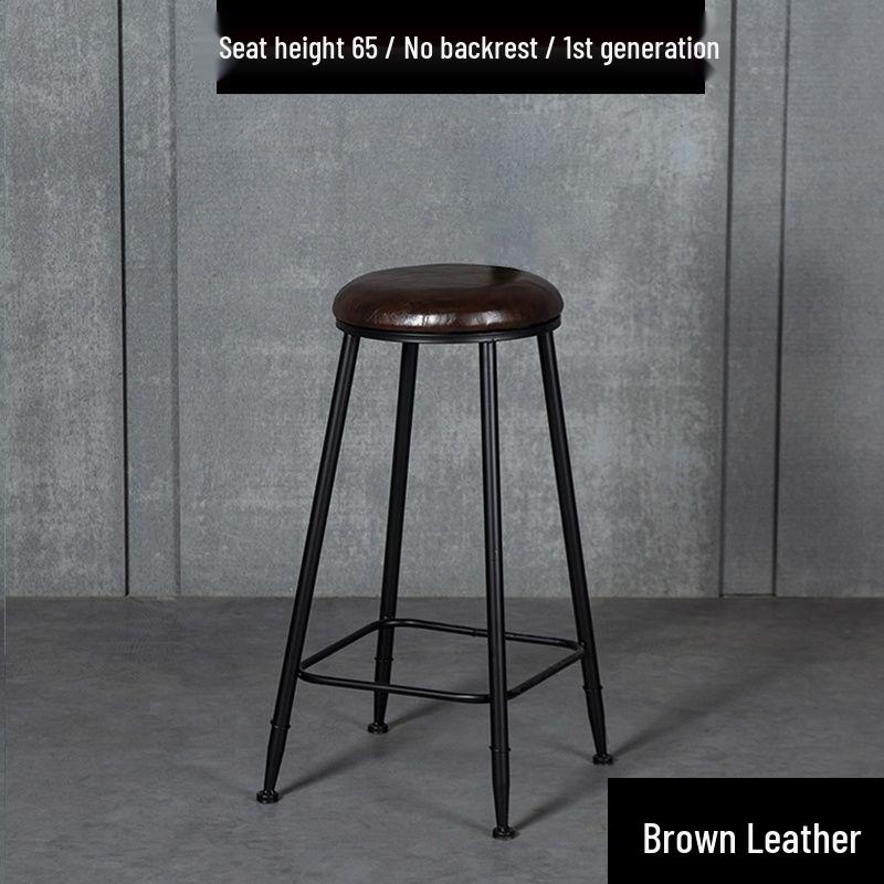 Modern Wrought Iron Bar Stool with Backrest - High Stool for Dining, Light Luxury Design