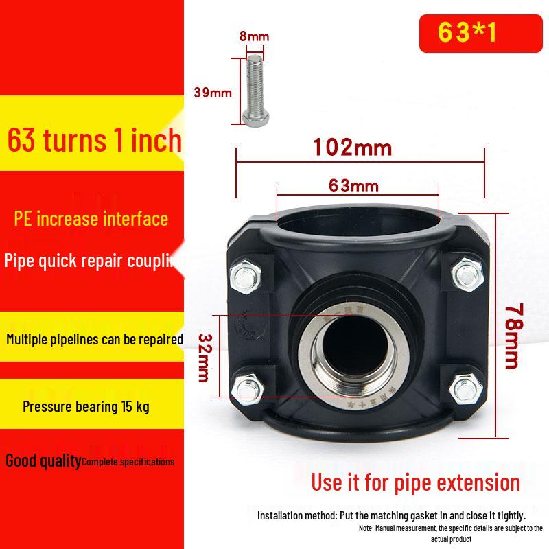 Stainless Steel PE Female Thread Increaser 25-110: Quick Water Distribution Saddle & Emergency Repair Fittings