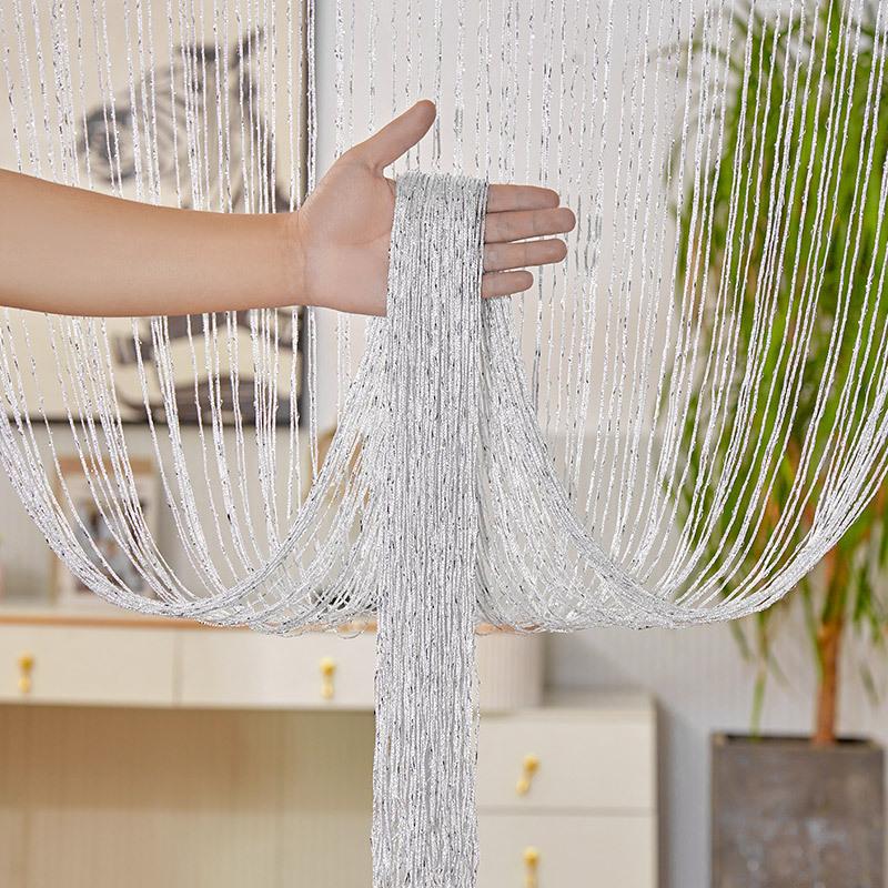 3m X 3m Colorful Silver Glitter Tassel String Curtain, Extra Dense Hanging Room Divider Curtain for Wedding Living Room Entryway