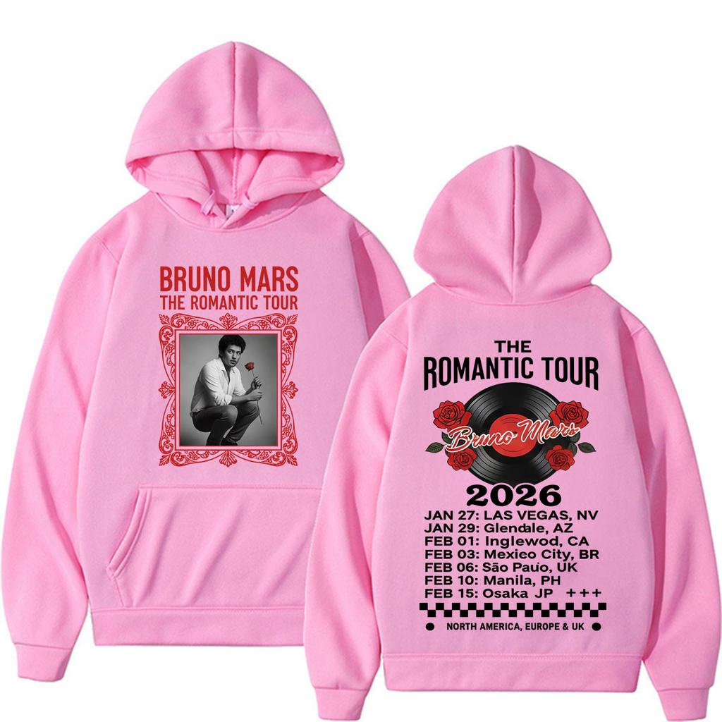 Bruno Mars The Romantic Tour 2026 Concert Hoodies Men Women Fashion Hip Hop Street Sweatshirts High Quality Fleece Casual Hoodie