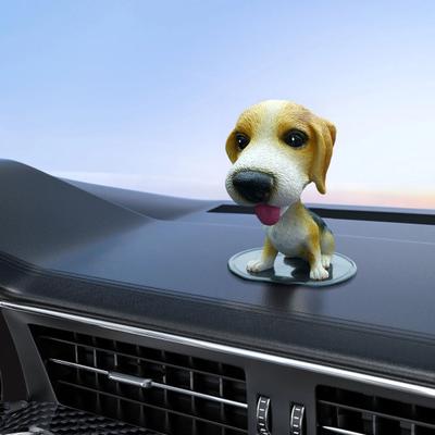 Decoración para el salpicadero del coche: perro que mueve la cabeza. Divertido adorno de resina para el interior del coche o la oficina.