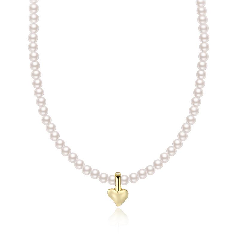 Love Pearl Necklace Detachable Pendant Heart-shaped Collarbone Chain French Retro Light Luxury Feeling