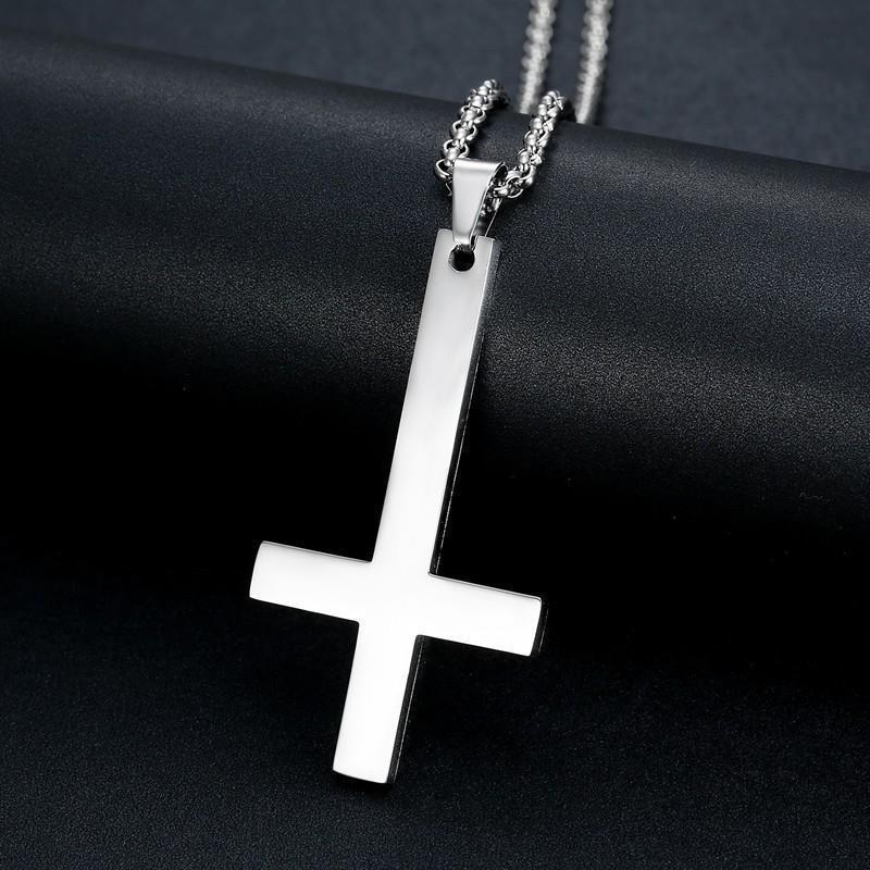 Подвеска-кулон на шею из нержавеющей стали с перевернутым крестом