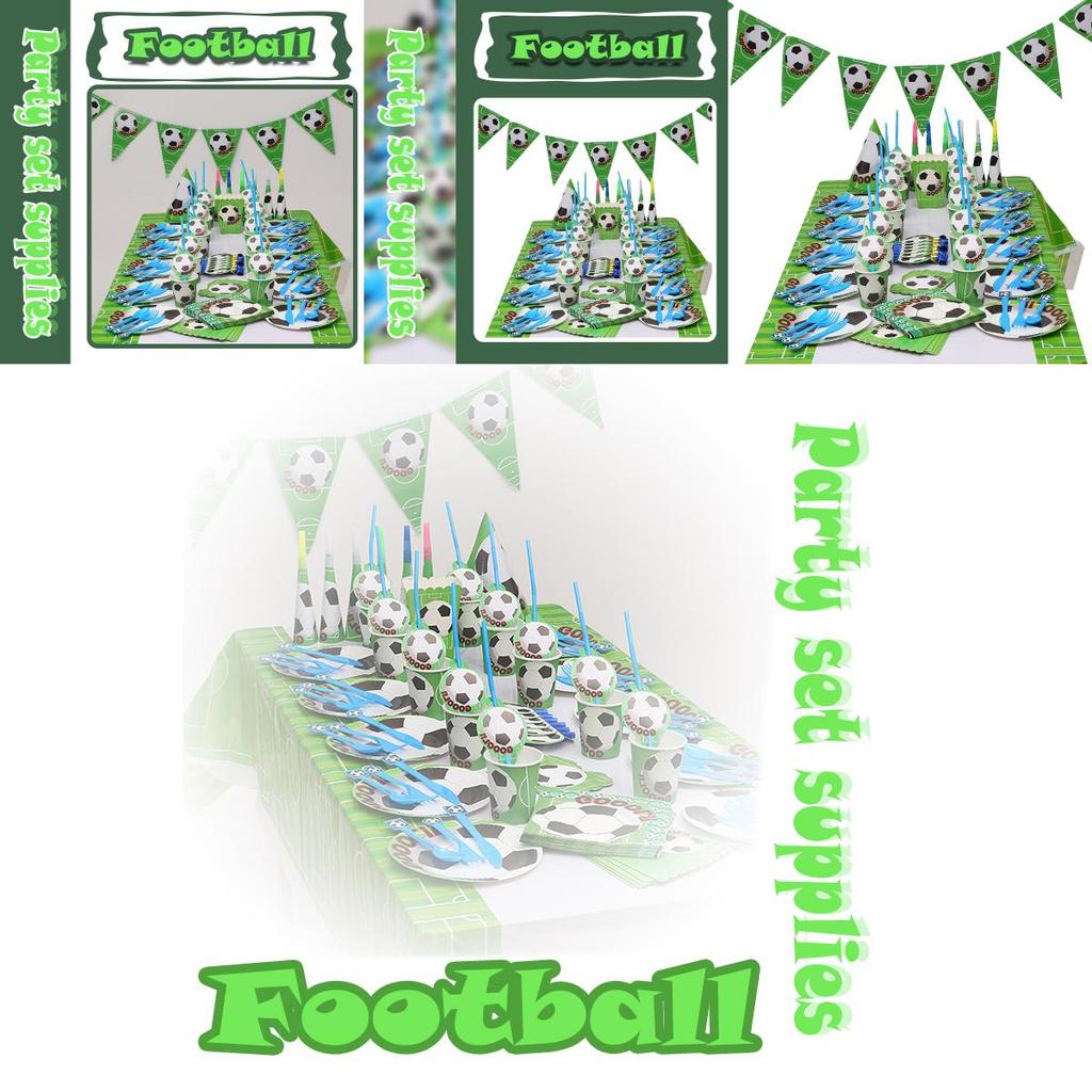 Zastawa stołowa o tematyce piłkarskiej Talerzyki Serwetki i Flagi na Urodziny Dziecka