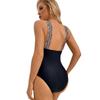 Women V-Neck Bathing Bikini Suits Sexy Blackless Leopard Sling One-Piece Swimsuit Slim Beach Swimwear
