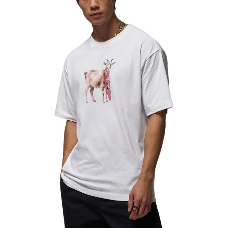 Jordan Tierprint Locker geschnitten Rundhals Kurzarm T-Shirt Herren Oberteile Weiß IF0786-100