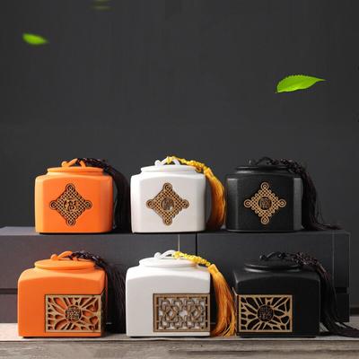 Cerâmica grande oco chá caddy grãos de café biscoito doces tanque de armazenamento à prova de umidade selado pode