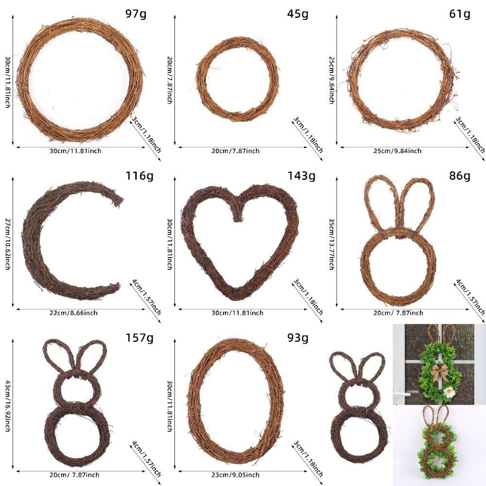 Fashion Round Heart Shape DIY Withered Branches Wreaths Craft Rattan Hoops Wooden Bare Hoop Accessories Wedding Favors