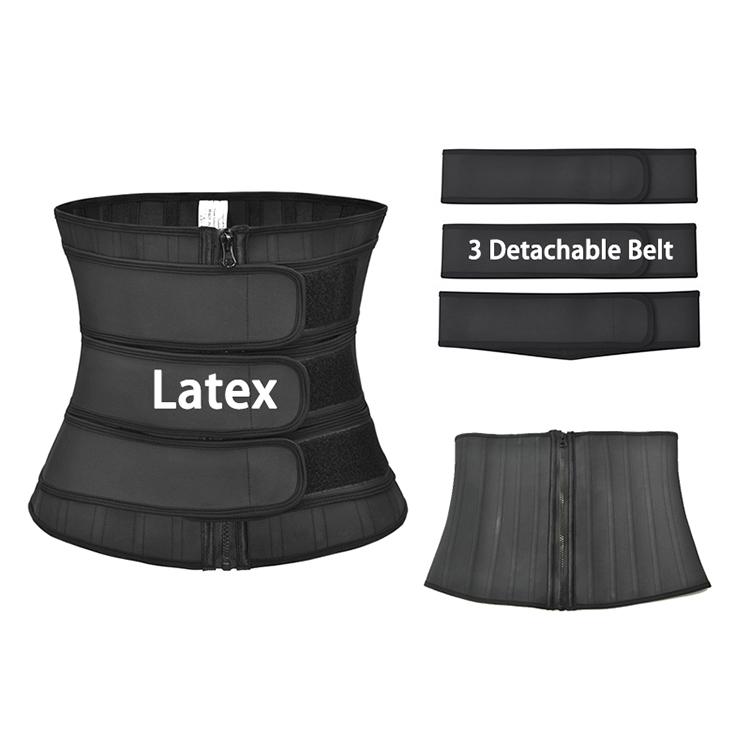 Drop Shipping 25 9 Latex Body Cincher Three Detachable Belt Flat Tummy Wrap Steel Bone Slimming Corset for Plus Sizes