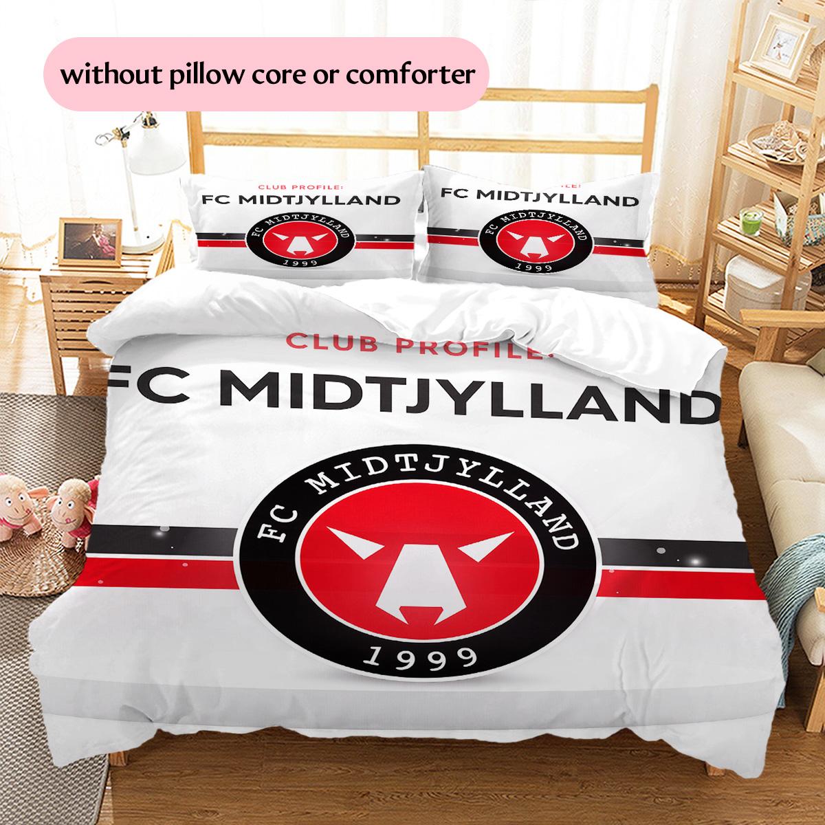 

FC Midtjylland Pattern Bedding Quilt Set Home Decoration Gift (1 * duvet cover + 2 * pillowcase without core) 135x200cm
