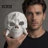 Horror Skull Mask Halloween Skeleton Mask, Fanged Distressed Cosplay Full Face for Costume Party Props Adults