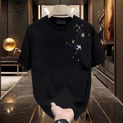 Camiseta de Algodão para Casais Manga Curta Preto Branco Tops Respirável Confortável Macio Casual Esportivo
