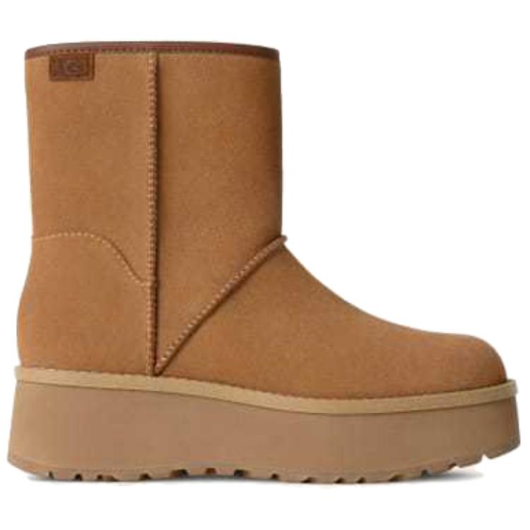 UGG Cityfunc Suede Warm Comfortable Versatile Short Snow Boots Women Boots Brown 1158196-CHE